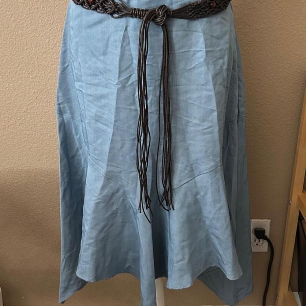Asymmetrical midi skirt with macramé braided belt new with tags